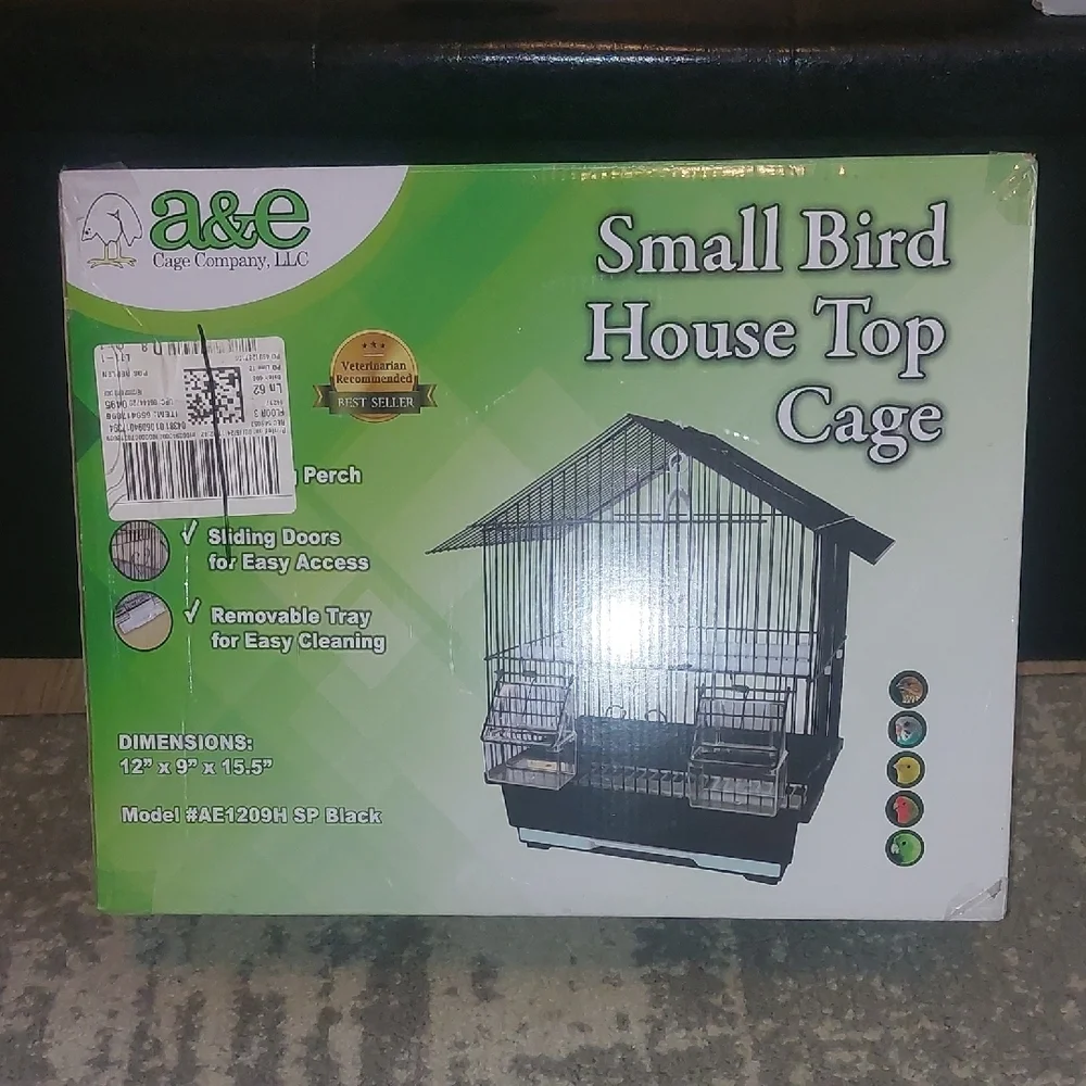 Small Bird House Top Cage - Black